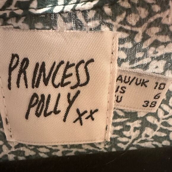 Princess Polly Babydoll dress Dark Green Mini Floral Dress with Pockets size 6 - Picture 8 of 9